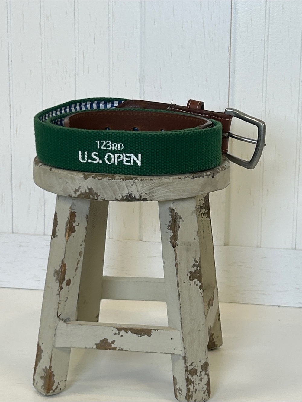 2023 US Open LACC Golf Belt Green Embroidered Leather Trim Size 36